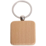 50Pcs Wooden Keychain Square Carved Key Ring DIY Wooden Key Ring 40 x 40 mm