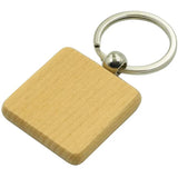 50Pcs Wooden Keychain Square Carved Key Ring DIY Wooden Key Ring 40 x 40 mm