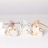 50Pcs Hearts Organza Bags White&Colorful Jewelry Packaging Wedding Gift