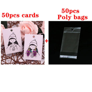 50Pcs Earring Display Cards Jewelry Packaging Self Adhesive