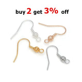 50Pcs Earring Hooks Hypoallergenic Fish Hook Ear Wire With Ball and Coil 20mm