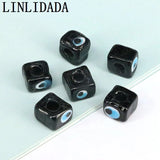 50Pcs Colorful Eye Cube Glass Beads for Jewelry Making
