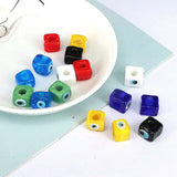 50Pcs Colorful Eye Cube Glass Beads for Jewelry Making