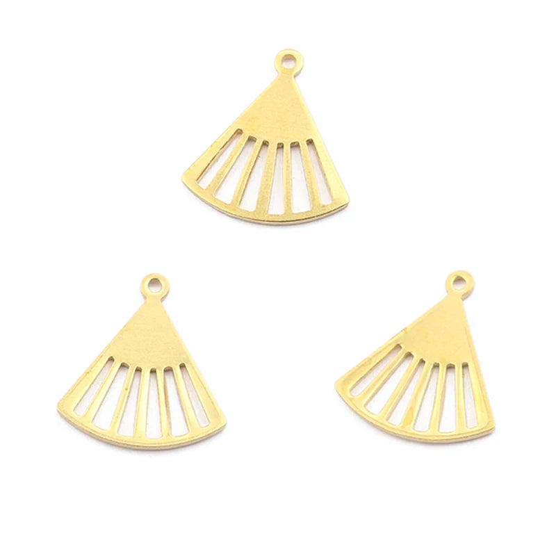 50Pcs Raw Brass Fan Charms for DIY Jewelry Making