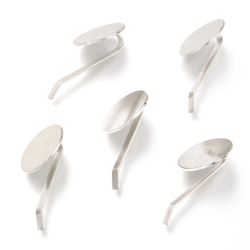 50Pcs Flat Round Pad Pony Hook Hair Pins Base Bobby Pin DIY Jewelry Making