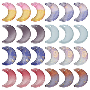 50Pcs Lampwork Crystal Moon Pendants 12X16MM Glass Beads Crescent Shape