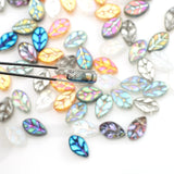 50Pcs Glass Petal Beads Leaf Shape 7x11 Small Crystal Leaf Pendants