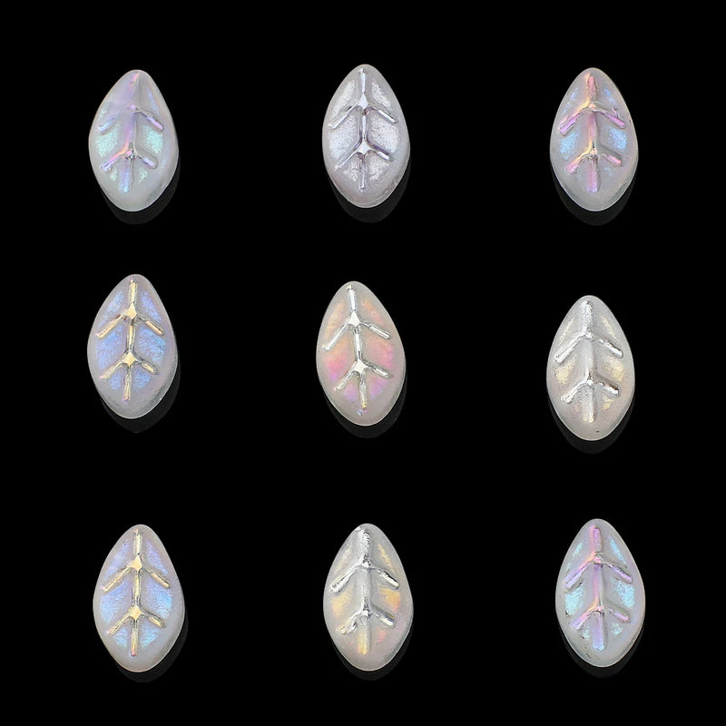 50Pcs Glass Petal Beads Leaf Shape 7x11 Small Crystal Leaf Pendants
