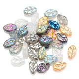 50Pcs Glass Petal Beads Leaf Shape 7x11 Small Crystal Leaf Pendants
