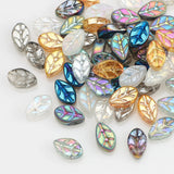 50Pcs Glass Petal Beads Leaf Shape 7x11 Small Crystal Leaf Pendants