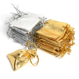 50Pcs Silver Organza Drawstring Jewelry Bag 5.5x7cm Christmas Wedding Gift Bags