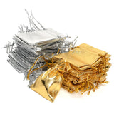 50Pcs Silver Organza Drawstring Jewelry Bag 5.5x7cm Christmas Wedding Gift Bags