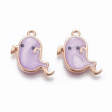 50Pcs Halloween Ghost Enamel Charms Pendants for DIY Jewelry Making
