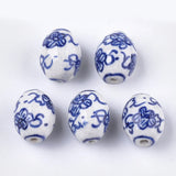 50Pcs Chinese Porcelain Beads Round Oval Ceramic Loose Bead For Bracelet DIY