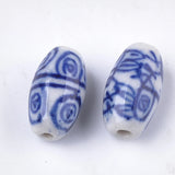 50Pcs Chinese Porcelain Beads Round Oval Ceramic Loose Bead For Bracelet DIY