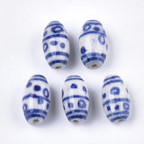 50Pcs Chinese Porcelain Beads Round Oval Ceramic Loose Bead For Bracelet DIY