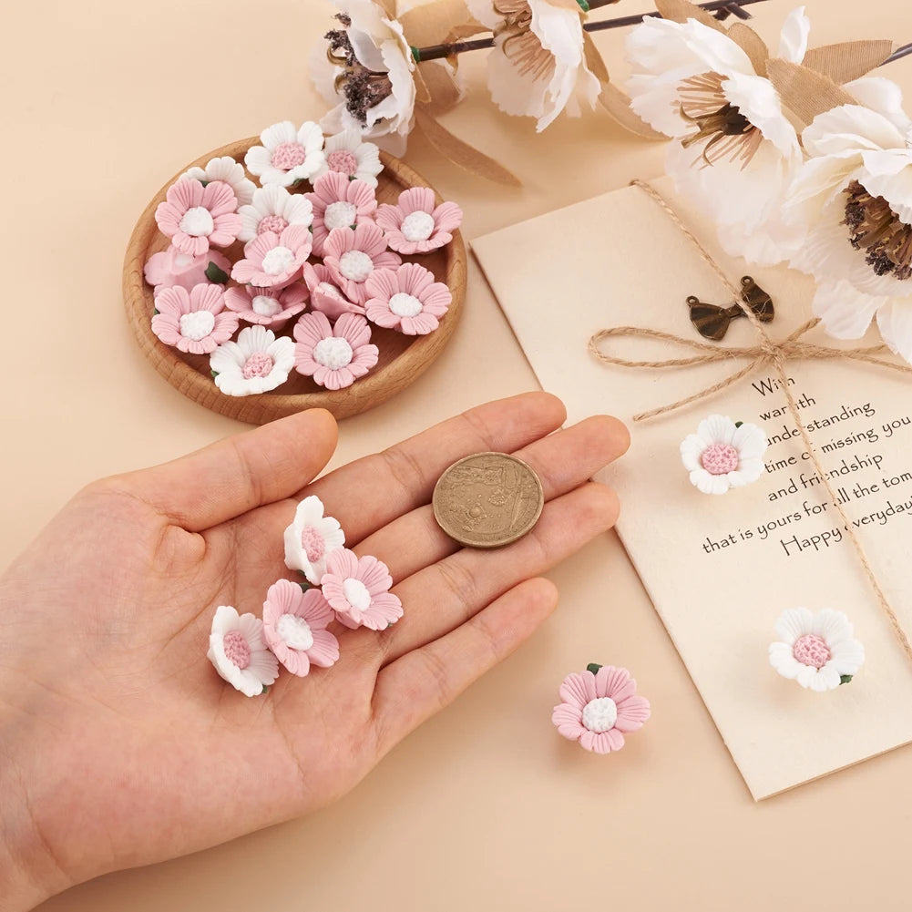 50Pcs Mixed Porcelain Flower Cabochons for DIY Jewelry Crafts 23x20.5x8mm