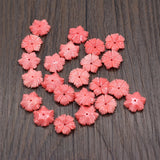 50Pcs Natural Pink Coral Flower Pendant Beads for DIY Jewelry Making
