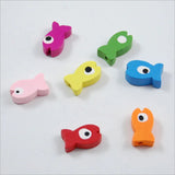 50 Pcs Colored Wooden Fishs Wood Chip Beads for Kids