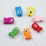 50 Pcs Colored Wooden Fishs Wood Chip Beads for Kids