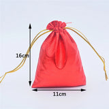 50Pcs 11x16cm Silver Red Cotton Jute Pouches For Jewelry & Necklaces