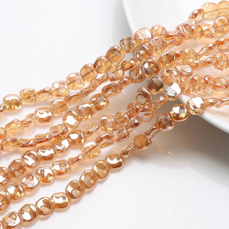 50Pcs 12mm Plating Austria Crystal Glass Beads Twist Shape DIY Earrings Necklace