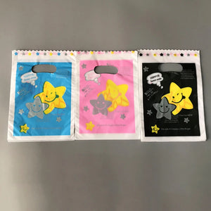 50Pcs 14*20cm Plastic Gift Bags with Handles Cartoon Mini Gift Packaging Bags