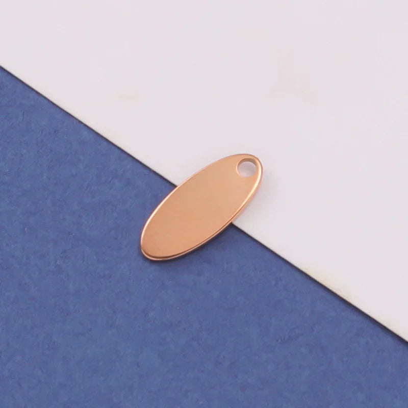 50Pcs 5*12mm Stainless Steel Oval Tags Charm Pendants DIY Jewelry Making