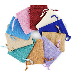 50Pcs 7x9 8x10cm Drawstring Burlap Gift Bags for Jewelry Packaging Wedding