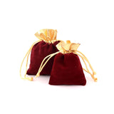 50Pcs Dark Red Velvet Drawstring Pouch Candy Gift Wedding Favor Jewelry Bags