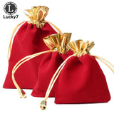 50Pcs Velvet Pouches Jewelry Charpie Cotton Flannel Bag