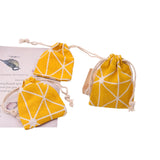 50Pcs/Lot 7x9cm Yellow Striped Cotton Bags Drawstring Gift Bag Pouches