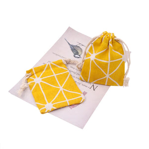 50Pcs/Lot 7x9cm Yellow Striped Cotton Bags Drawstring Gift Bag Pouches