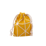 50Pcs/Lot 7x9cm Yellow Striped Cotton Bags Drawstring Gift Bag Pouches