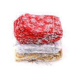 50Pcs Red Snow Organza Bag Wedding Candy Gift Bags 9X12cm