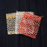 50Pcs Red Snow Organza Bag Wedding Candy Gift Bags 9X12cm