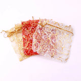 50Pcs Red Snow Organza Bag Wedding Candy Gift Bags 9X12cm