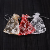 50Pcs Red Snow Organza Bag Wedding Candy Gift Bags 9X12cm