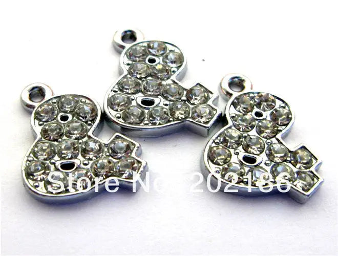 50Pcs/Lot Crystal Necklace Pendant Dog Paw Bone Charms For DIY