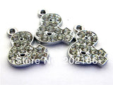 50Pcs/Lot Crystal Necklace Pendant Dog Paw Bone Charms For DIY