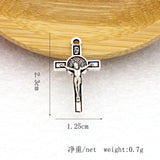 50Pcs DIY Rosary Necklace Parts Mini Jesus Christ Exorcism St Benedict Crucifix