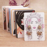 50Pcs/Lot Earring Card Four Holder 5x7cm Hot Girl /Abstract painting paper card