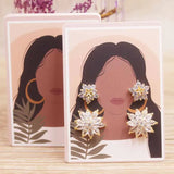 50Pcs/Lot Earring Card Four Holder 5x7cm Hot Girl /Abstract painting paper card