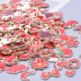 50Pcs Enamel Plant Daisy Sakura Flower Charms for DIY Jewelry Bulk