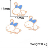 50Pcs Enamel Rabbit Easter Charms for Jewelry Making DIY