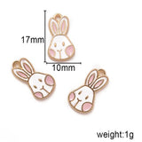 50Pcs Enamel Rabbit Easter Charms for Jewelry Making DIY