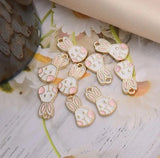 50Pcs Enamel Rabbit Easter Charms for Jewelry Making DIY