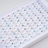 50Pcs/Lot Colorful Zircon Rings For Women Wedding Engagement Jewelry