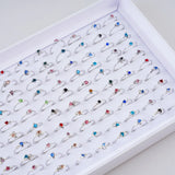 50Pcs/Lot Rhinestone Crystal Heart Crown Rings For Women Wedding Jewelry