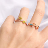 50Pcs/Lot Rhinestone Crystal Heart Crown Rings For Women Wedding Jewelry